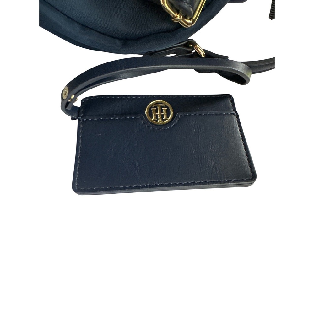 Tommy Hilfiger Mini Backpack Navy Blue Nylon Gold Logo Card Holder Small Purse - Picture 3 of 7